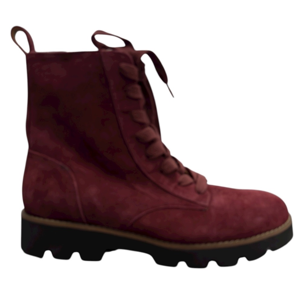 Vionic Size 6 - 37 Dark Red Suede Flat Lace Up Combat Boots‎